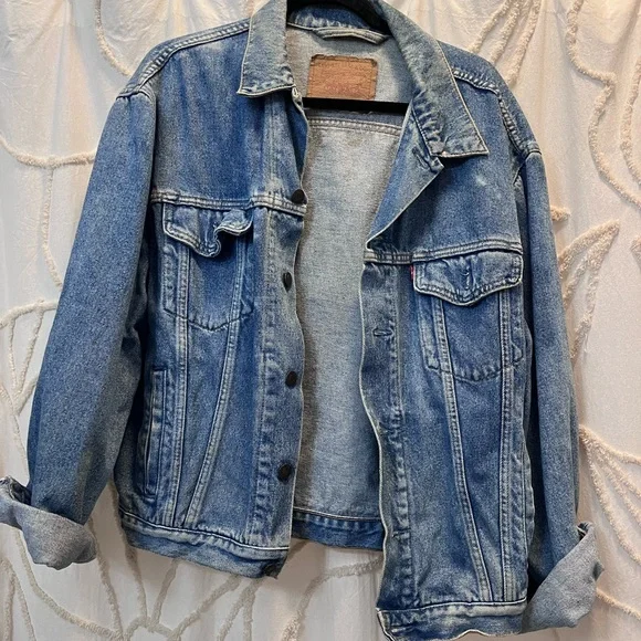 Levi Denim Jacket with Rebel Rebel David Bowie Handpainted Graphic - Picture 4 of 4